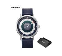 (Correa de cuero azul) SINOBI Hot Fashion Relojes deportivos creativos para hombres Reloj masculino