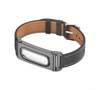 Correa de cuero, banda de cuero para Fitbit Air con elasticidad controlada de patrón definido e interfaz de montaje para seguridad del dispositivo (negro)