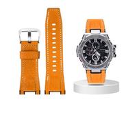 Correa de cuero de lona for reloj Casio G-SHOCK GST-B100 S130 W300GL 400G W330 GST-W120L s120 W130L S100 Series accesorios for relojes(Yellow silver buckle)