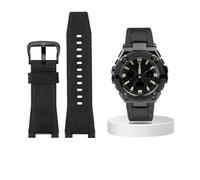 Correa de cuero de lona for reloj Casio G-SHOCK GST-B100 S130 W300GL 400G W330 GST-W120L s120 W130L S100 Series accesorios for relojes(Black canvas black)