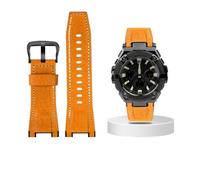 Correa de cuero de lona for reloj Casio G-SHOCK GST-B100 S130 W300GL 400G W330 GST-W120L s120 W130L S100 Series accesorios for relojes(Yellow black buckle)
