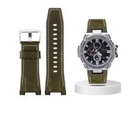Correa de cuero de lona for reloj Casio G-SHOCK GST-B100 S130 W300GL 400G W330 GST-W120L s120 W130L S100 Series accesorios for relojes(Green silver buckle)