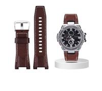 Correa de cuero de lona for reloj Casio G-SHOCK GST-B100 S130 W300GL 400G W330 GST-W120L s120 W130L S100 Series accesorios for relojes(Brown silver buckle)