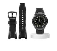 Correa de cuero de lona for reloj Casio G-SHOCK GST-B100 S130 W300GL 400G W330 GST-W120L s120 W130L S100 Series accesorios for relojes(Black white black)