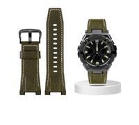 Correa de cuero de lona for reloj Casio G-SHOCK GST-B100 S130 W300GL 400G W330 GST-W120L s120 W130L S100 Series accesorios for relojes(Green black buckle)