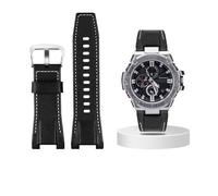 Correa de cuero de lona for reloj Casio G-SHOCK GST-B100 S130 W300GL 400G W330 GST-W120L s120 W130L S100 Series accesorios for relojes(Black white silver)