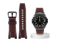 Correa de cuero de lona for reloj Casio G-SHOCK GST-B100 S130 W300GL 400G W330 GST-W120L s120 W130L S100 Series accesorios for relojes(Brown black buckle)