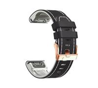 Correa de cuero de silicona de 20MM for Garmin Fenix 8 E 43mm, 7S, 6s, 5s, pulsera de instalación rápida(Black,For Fenix 7S)