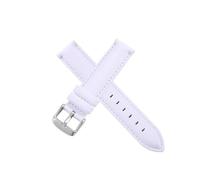 Correa de cuero genuino de 12, 14, 16, 17, 18, 20, 22 y 24 mm, compatible con la correa for DW Daniel Wellington.(White-Silvery-K4,18mm)