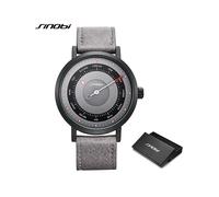 (Correa de cuero gris) SINOBI Reloj deportivo creativo de moda para hombre Reloj masculino Casual Militar