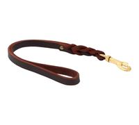 Correa de cuero para perro, correa de tráfico corta de cuero vacuno auténtico, 19.7 x 0.5 pulgadas, correa de entrenamiento para mascotas para perros medianos y grandes, mango reforzado con remache
