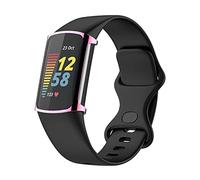 Correa De Cuero Reloj Ultra-Slim TPU Screen 5 Charge ForFitbit Protector Luxury Case Cover Protector Crystal 3C Pulseras Personalizadas Caucho Silicona (Pink, One Size)