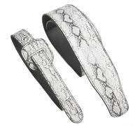 Correa de cuero sintético para guitarra en relieve construida para guitarras acústicas, eléctricas y bajos, longitud ajustable para uso diario repetido (blanco)