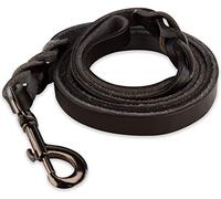 Correa de cuero trenzado para perro, 220 cm, piel auténtica de grano completo, correa de recuperación extra larga, clip negro, diseño trenzado, mango de agarre cómodo, correa de perro resistente y