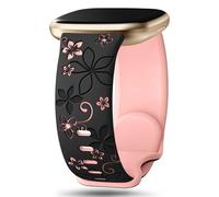 Correa de dos tonos con grabado floral compatible con Fitbit Versa 3/4/Sense 2, bonita correa deportiva de silicona suave con flores para Fitbit Sense/Versa 3/4 para mujeres y hombres