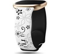 Correa de dos tonos con grabado floral compatible con Fitbit Versa Lite/Versa/Versa 2/Versa 3/Versa 4/Sense/Sense 2, correa deportiva de silicona suave con flores lindas para mujeres y hombres, Versa