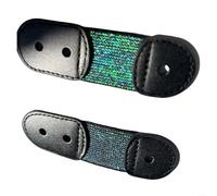 Correa de encaje para patines artísticos, banda elástica para botas de patinaje sobre hielo, paquete de 2, cuero + hilo de látex, 10 x 3,5 cm, negro (color negro)