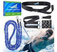 Correa de Entrenamiento para Piscina, cinturón de Entrenamiento de, Correa de Resistencia para, estacionaria, 2,5-7,5 m, Ajustable, Adecuada para Adultos y niños (Azul)