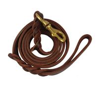 Correa de entrenamiento trenzada de cuero resistente para perros, cuerda de tracción, correas de entrenamiento para caminar con gancho de cobre (1,2 x 200 cm)