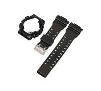 Correa de funda compatible con for Casio G-Shock GA-100/110/120 GA-140 GD-100/110/120 GLS-100 GAX-100, accesorios de correa de reloj con bisel brillante de resina TPU(Black)