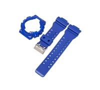 Correa de funda compatible con for Casio G-Shock GA-100/110/120 GA-140 GD-100/110/120 GLS-100 GAX-100, accesorios de correa de reloj con bisel brillante de resina TPU(Dark blue)