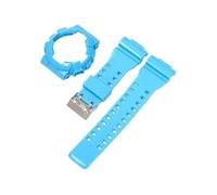 Correa de funda compatible con for Casio G-Shock GA-100/110/120 GA-140 GD-100/110/120 GLS-100 GAX-100, accesorios de correa de reloj con bisel brillante de resina TPU(Light blue)