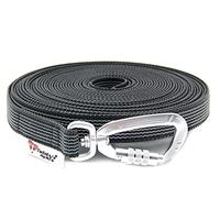 Correa de Goma con mosquetón de Seguridad de 20 mm de Ancho para Perros de hasta 50 kg - SIN Correa de Mano 3 Metros Negro