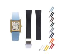 Correa de goma de liberación rápida para relojes Cartier, correa de goma FKM para relojes Cartier Santos, varios colores (19 mm, negro)
