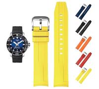 Correa de goma FKM de 21 mm para Tissot Seastar 1000 Powermatic 80 T120407A, correa de repuesto curvada para relojes Tissot Seastar 1000 (amarillo, 21 mm)