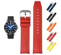 Correa de goma FKM de 21 mm para Tissot Seastar 1000 Powermatic 80 T120407A, correa de repuesto curvada para relojes Tissot Seastar 1000 (rojo, 21 mm)