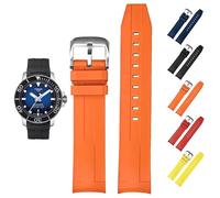 Correa de goma FKM de 21 mm para Tissot Seastar 1000 Powermatic 80 T120407A, correa de repuesto de extremo curvado para relojes Tissot Seastar 1000 (naranja, 21 mm)