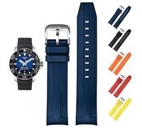 Correa de goma FKM de 21 mm para Tissot Seastar 1000 Powermatic 80 T120407A, correa de repuesto de extremo curvado para relojes Tissot Seastar 1000 (azul, 21 mm)