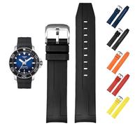 Correa de goma FKM de 21 mm para Tissot Seastar 1000 Powermatic 80 T120407A, correa de repuesto de extremo curvado para relojes Tissot Seastar 1000 (negro, 21 mm)