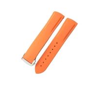 Correa de goma for reloj HUAWEI GT 2 3 Pro for Omega for Longines for Hydroconquest for Seiko for SKX, correa de silicona de 20mm, 22mm, 19mm y 21mm con extremo curvado (Color : Orange, Size : SILVE