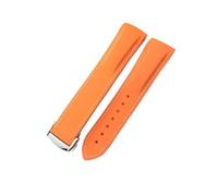 Correa de goma for reloj HUAWEI GT 2 3 Pro for Omega for Longines for Hydroconquest for Seiko for SKX, correa de silicona de 20mm, 22mm, 19mm y 21mm con extremo curvado (Color : Orange white, Size :