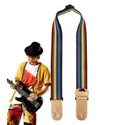 Correa de guitarra baja, correa de guitarra arcoíris, correas de guitarra arco iris a rayas con soporte de púas, Correa de guitarra baja transpirable ajustable con soportes de púa para guitarra