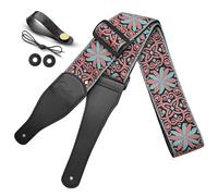 Correa de guitarra, correas de algodón bordadas jacquard con extremos de cuero, correa de hombro para bajo, acústica, guitarra eléctrica, Jacquard Pomelo, Talla única