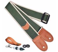 Correa de Guitarra de Algodón Con Bolsillo para Púas - para Bajo, Guitarra Eléctrica y Acústica - Incluye Botón de Correa, 1 Par de Cierres y 4 Púas