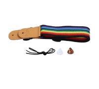 Correa de guitarra de iris longitud ajustable y cómoda correa de guitarra de algodón de cuero con bolsillo de selección para guitarras y ukeleles de bajo acústico (3 de color) (6 de color) (9 de