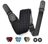 Correa de guitarra de neopreno acolchada LEKATO con extremos de cuero genuino Correa de bajo ajustable para guitarras pesadas, bajos, guitarras eléctricas acústicas