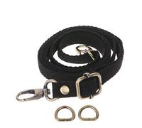 Correa de hombro ajustable de lona para viaje, asa cruzada, correas de repuesto para bolsas, Black