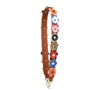 Correa de hombro cuero 105 cm ancho Flor for bolso Remache Cinturón pétalos Obag Monederos Manija Cadena Accesorios for bolsos con paneles femeninos(Brown,Black hanger)