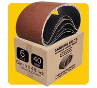 Correa de lija de grano 40 de 6 x 48 pulgadas, correa de lijado de óxido de aluminio de alta calidad, papel de lija premium - paquete de 6