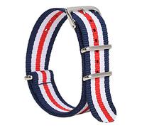 Correa de lona de nylon de servicio pesado 18 mm de 20 mm de 22 mm Rateo de moda de moda a rayas Nylon Fit para la correa de reloj de la banda de relojes de la OTAN (color: color naranja azul,