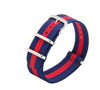 Correa de lona de nylon de servicio pesado 18 mm de 20 mm de 22 mm Rateo de moda de moda a rayas Nylon Fit para la correa de reloj de la banda de relojes de la OTAN (color: color naranja azul, tamaño:
