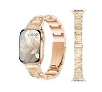 Correa de lujo para Apple Watch para mujer, pulsera brillante, compatible con iWatch Ultra, Series 10-1/SE2/SE, se adapta a 38 mm, 40 mm, 41 mm, 42 mm, 44 mm, 45 mm, 46 mm, 50 mm, cierre seguro,
