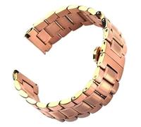 Correa de metal cepillado de liberación rápida Correas de reloj Codo plano Universal de doble propósito 12 14 16 18 19 20 21 22 23 24 mm Banda de cierre de mariposa de doble presión + herramientas(Ros