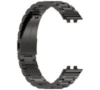 Correa de metal de acero inoxidable sin diseño ajustable para Huawei Band 11 y Band 11 Pro, para pulsera de repuesto en plata, negro, oro rosa para uso diario (negro)
