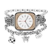 Correa de metal de cadena cubana compatible con correas de Apple Watch de 38 mm, 40 mm, 41 mm, 42 mm, 44 mm, 45 mm, 46 mm, 49 mm, para mujer, correa de joyería para iWatch Series 10, 9, 8, 7, 6, 5-1