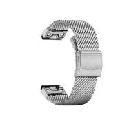 Correa de metal milanesa de 1,0 mm apta for Garmin Fenix 8 7 6X 6S 6 Pro 5X 5 Pulsera de acero inoxidable apta for correa de reloj for Garmin 26 mm 22 mm 20 mm(Silver,For Garmin 22mm)